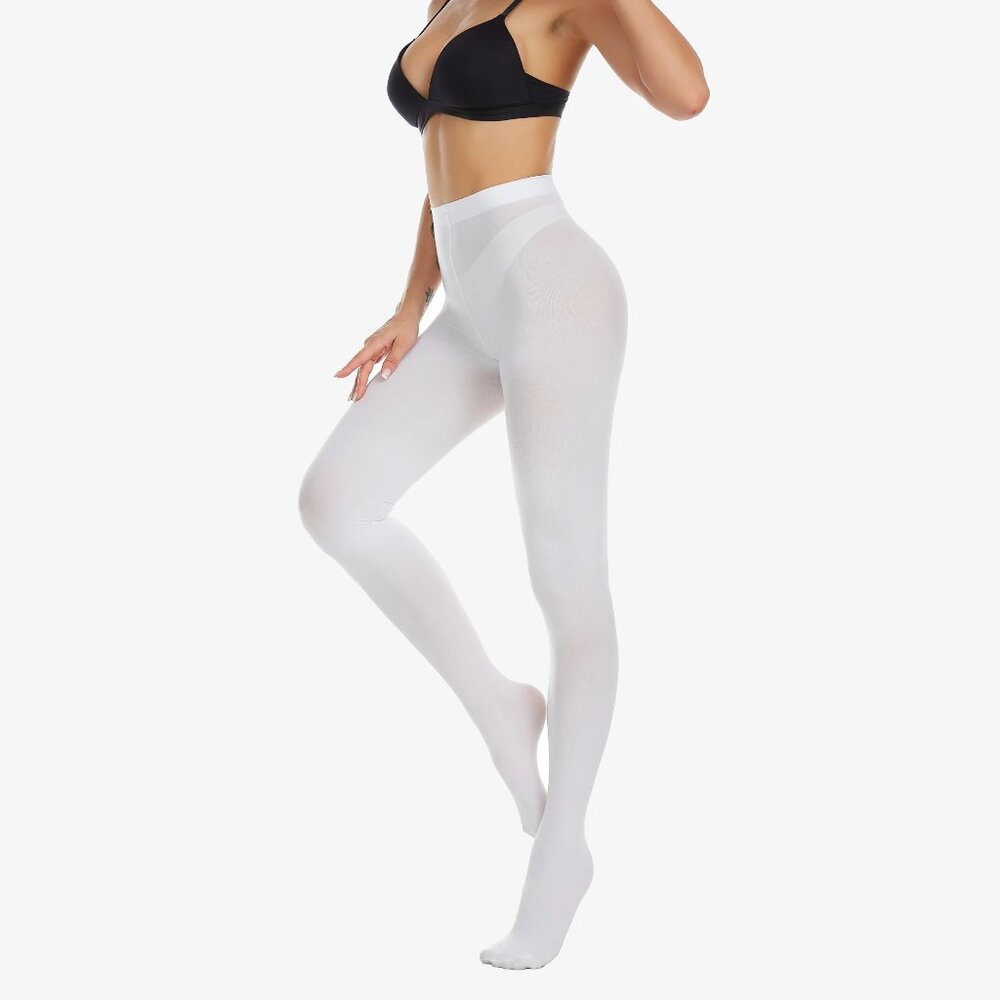 FROLA Semi-opaque White Tights, L–XL